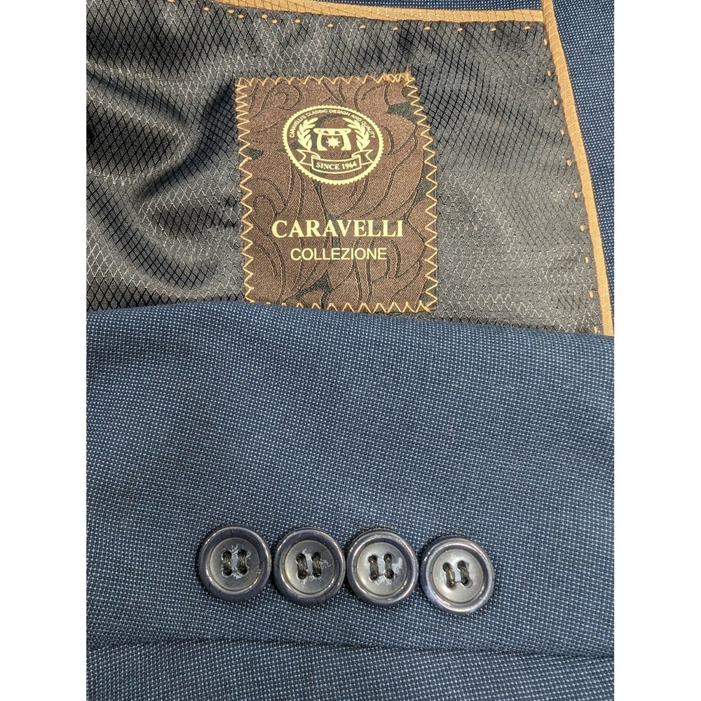 Caravelli Jacket Navy Blue 2 Button Double Vent Fully Lined 44 Short New No Tag